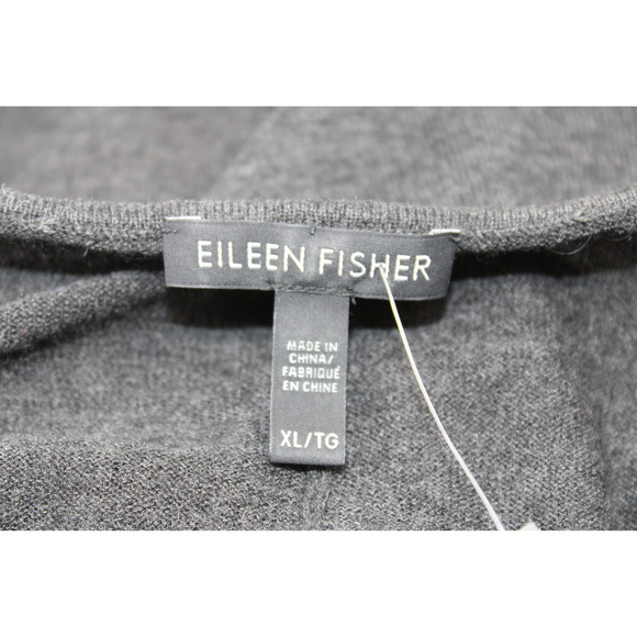 A5 NEW EILEEN FISHER Step Hem Scoop Neck Top Pullover In Graphite Sz XL - Picture 4 of 5